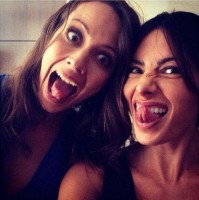 Amy Acker with co-star Sarah Shahi