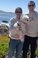 Amy and husband Mitchell with their pet Lola