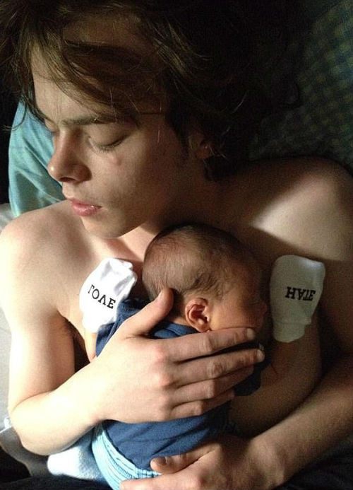 Charlie Heaton with Son Archie Heaton