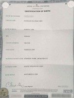 Danielle Cohn birth certificate
