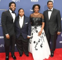 Katia Washington with brother John, parents- Pauletta & Denzel