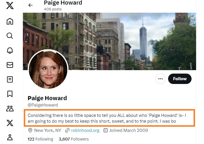 Paige Howard's Twitter Screenshot