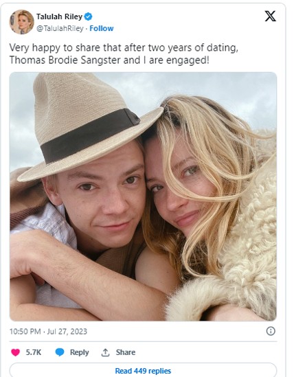 Talulah Riley and Thomas Brodie-Sangster Engagement